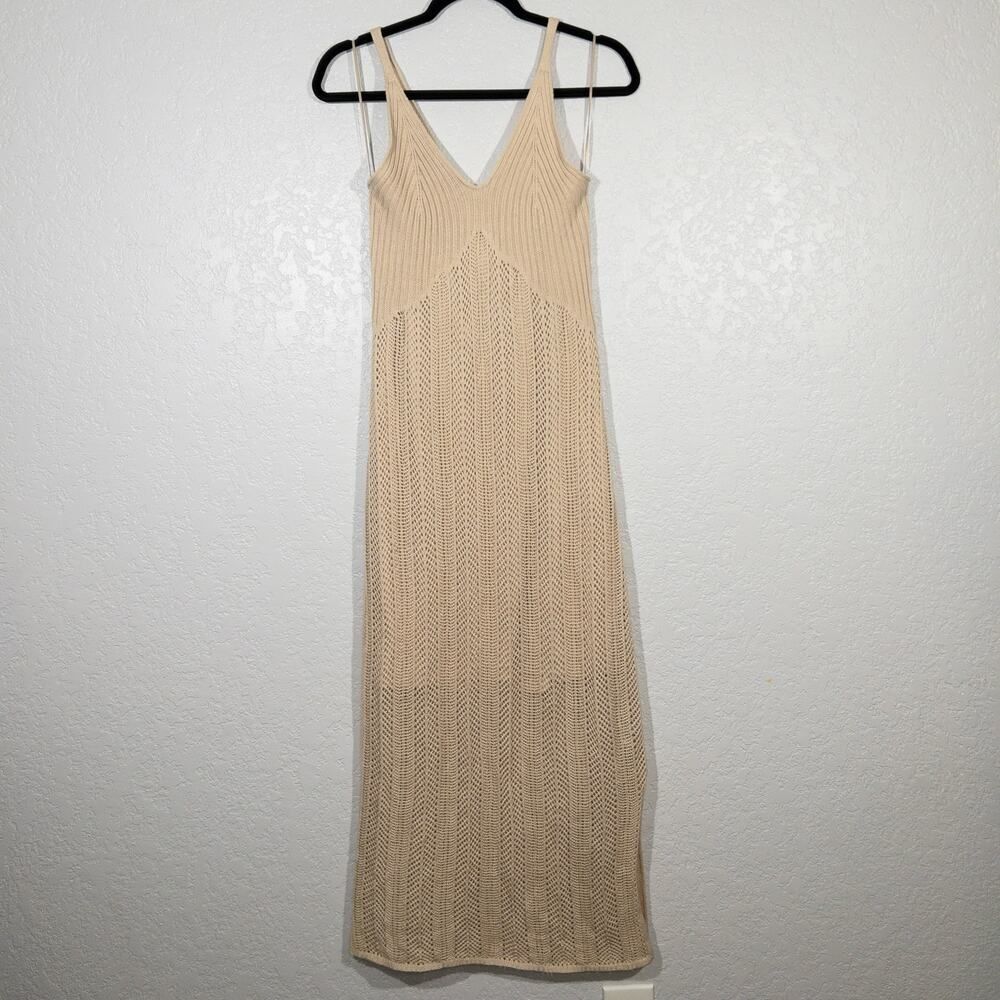 New Freshman 1996 Beige Crochet Maxi Dress‎ Size Large